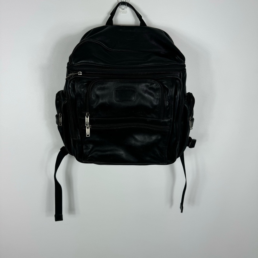 Tumi Black Napa Leather Deluxe Luxury Backpack  Model 9640D3 Laptop Work Travel